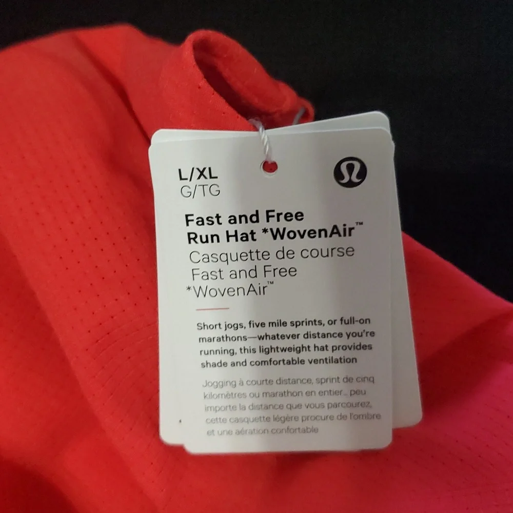 NWT Lululemon Fast And Free WovenAir Red Glow Running Hat Sz L/Xl